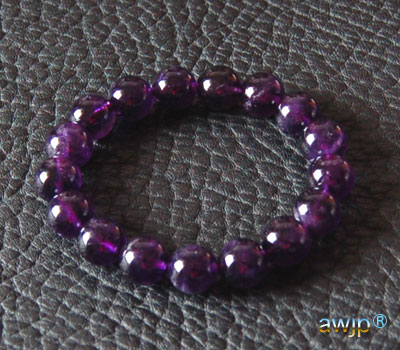 紫水晶 アメシスト 10ミリ玉ブレスレット B-24-1-1