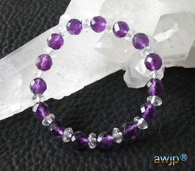紫水晶(アメシスト-アメジスト8ミリ玉多面カット)ブレスレット b-56-1