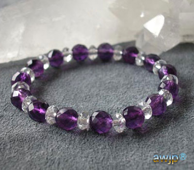 紫水晶(アメシスト-アメジスト8ミリ玉多面カット)ブレスレット b-56-2