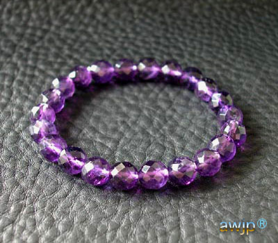 紫水晶(アメシスト-アメジスト8ミリ玉多面カット)ブレスレット b-57-2