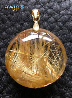 金針水晶,ゴールドルチル入りのペンダント pr-002-1