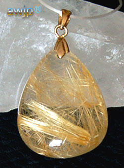 黄金針水晶（イエローゴールドルチル）のペンダントトップ pr-026