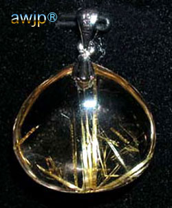 天然石ペンダントトップ・金色針水晶pr-072