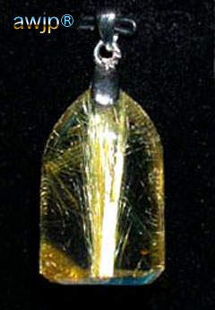 天然石ペンダントトップ・金色針水晶pr-078