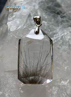 黒髪水晶 黒針水晶 ブラックルチルのペンダントトップ pr-178-1