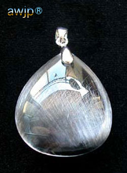 シルバーグレールチル 銀鼠針水晶のペンダントトップ pr-183-1